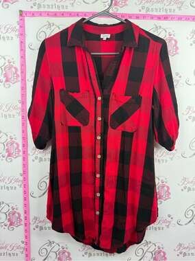 Kismet Red & Black Plaid Button-Front Women's Shirt